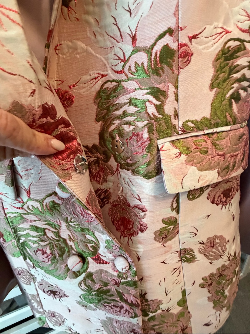 Floral-Print Pink Cape Blazer Dress - Picture 6 of 7